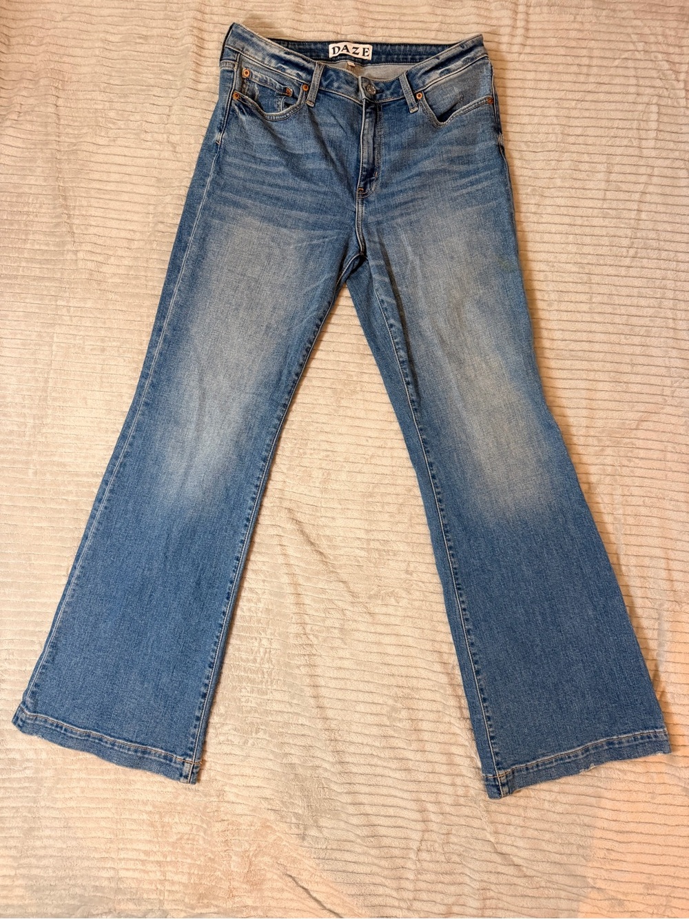 DAZE Women's Light Blue Flare Jeans - Retro Wide Leg